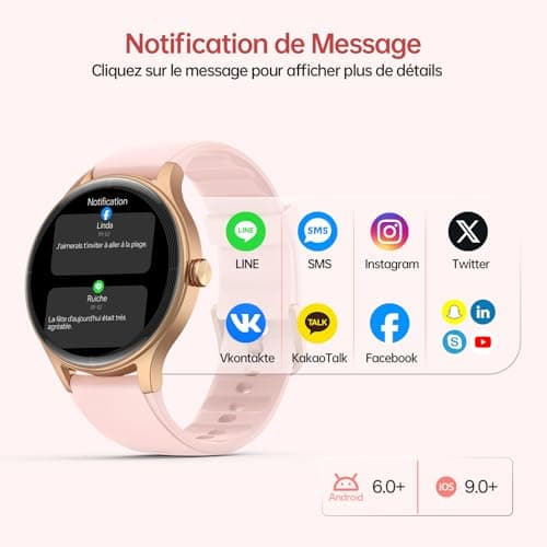 Unisex Round Smartwatch (2 Bracelets), 1.27 Inch HD 40 mm Smartwatch for iOS, Samsung, Android, Sports Watch with Bluetooth Call, Health and Sleep Tracking, 120 Sports Modes, IP68 Waterproof - Image 5
