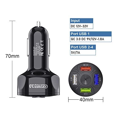 4 Ports USB Car Charger Mobile Phone Car Cigarette Lighter Charger Accessories Compatible with Tablet, iPhone, Samsung - Image 4