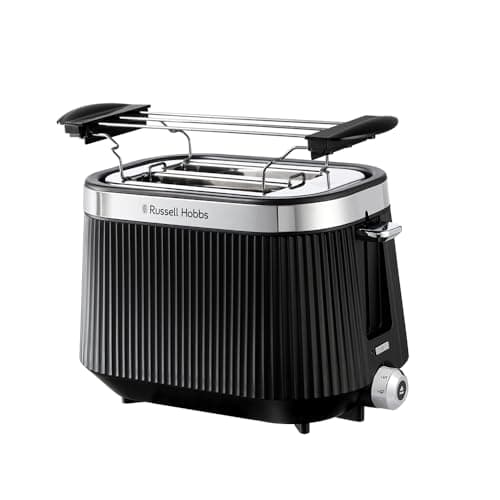 Russell Hobbs Toaster [for 2 slices] Brontë Black (6 settings, matte finish, silver accents, thaw, warming, raising, lift & look, roll holder) 26760-56 - Image 2