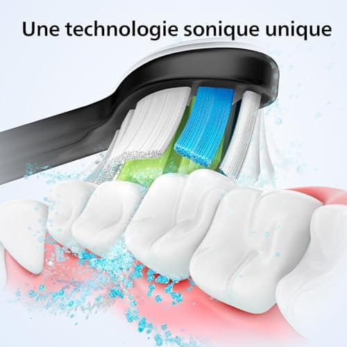 Philips Sonicare 4100 - brosse à dents électrique pour adultes avec 1 tête de brosse Philips W2 Optimal White noire, coffret de voyage fin et chargeur USB (modèle HX3683/54) - Image 5