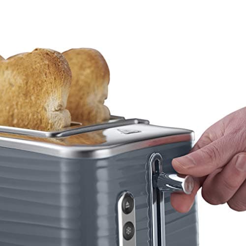 Russell Hobbs Bread Rack [Extra Large Slots] Inspire Grey (Modern Design, Adjustable Browning Control, All Types of Bread, Thaws, Bakery Heater, Crumb Picking Drawer) 24373-56 - Image 4