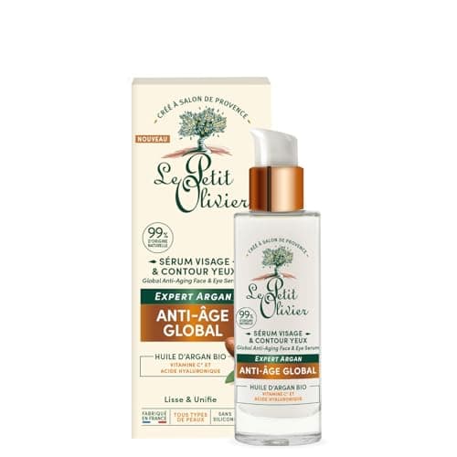 LE PETIT OLIVIER - Sérum Visage & Contour des Yeux Anti-Âge - Huile d'Argan, Vitamine C & Acide Hyaluronique- Lisse & Unifie- Tous Types De Peaux - 99% D'Origine Naturelle - Fabriqué en France - 30 ml - Image 3