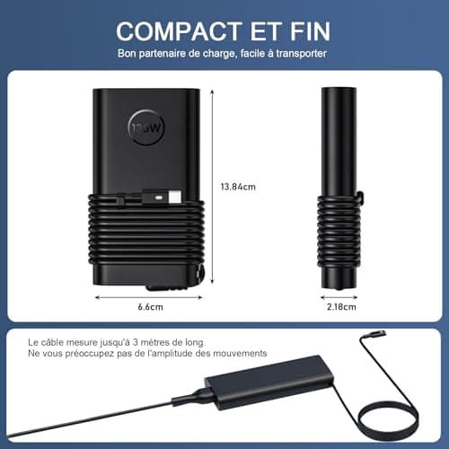 USB-C Charger 130W for Dell XPS 15 9520 9530 9560 XPS 17 9700 Precision 3561 3570 3571 3581 3480 5550 inspiron 16 7630 Latitude 3550 5520 7410 9410 94 10 Computer Adapter Portable - Image 7