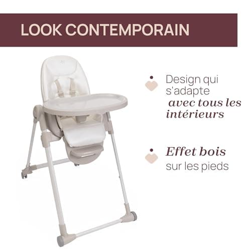 Chicco Polly Armonia Baby Highchair, Evolutionary for Children from 0 Months to 40 kg, 9 Levels of Height, 3 Tilt Positions, Adjustable Footrest, Compact Folding, 4 Wheels, White - Image 5