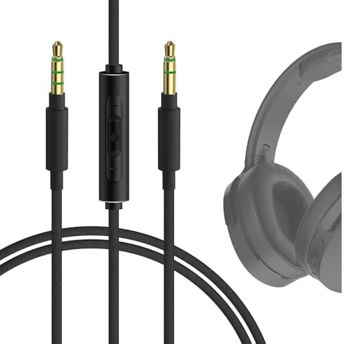 GEEKRIA Audio Cable with Mic Compatible with Sony WH-XB910N, XB900N, 1000XM5 Cable, Replacement Nylon Braided 3.5mm Stereo Cord with Built-in Microphone and Volume Control (4ft/1.2m) - Image 2