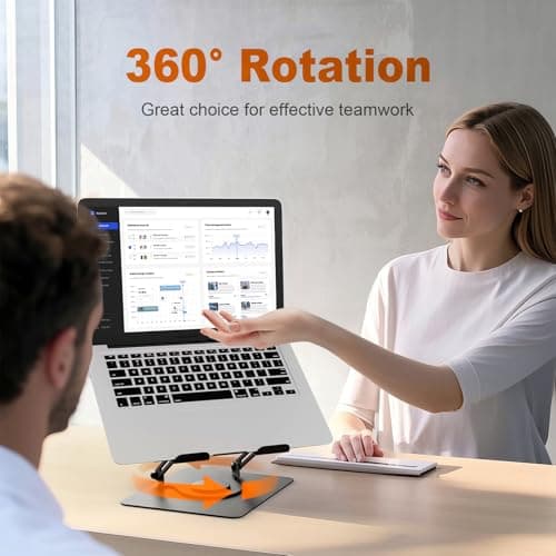 GRIFEMA GB1050 Ergonomic Rotating Laptop Stand 360 Height Adjustable Foldable Ventilated Laptop Stand Compatible with MacBook Air/Pro, Dell, and Laptops 11-17 Inch – Black - Image 5