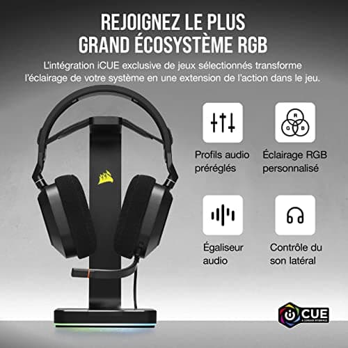 Corsair HS80 RGB USB Premium Gaming Headset with Dolby 7.1 Surround Sound (Broadcast Quality Microphone, Breathable Microfibre Fabric, High-Fidelity Audio, Durable Construction) Carbon - Image 7