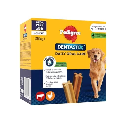 Pedigree DENTASTIX 56 Bâtonnets à Mâcher pour Grand Chiens 25kg+, 8 Sachets de 7, Saveur Poulet et Bœuf, Détartrage Dentaire Chien, Soins Dentaires pour Chien - Image 5