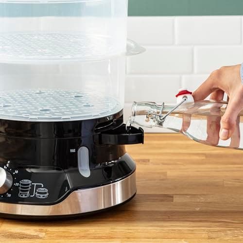 Seb Ultracompact Steamer, Healthy Cooking, 9 L, 800 W, 3 Stackable Bowls, Rice and Cereal Tray, 60 Minute Timer, Automatic Shut-off, Visible Water Level, Easy to Store VC204800 - Image 7