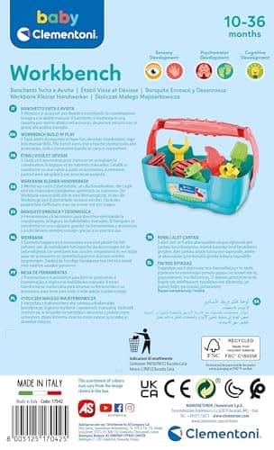 Clementoni | DIY Workshop Baby 10-36 Months | Play for Future Educational Toy | Portable Workbench with Tools And Accessories | Fine Motor Skills | Ecological And Recycled - Image 4