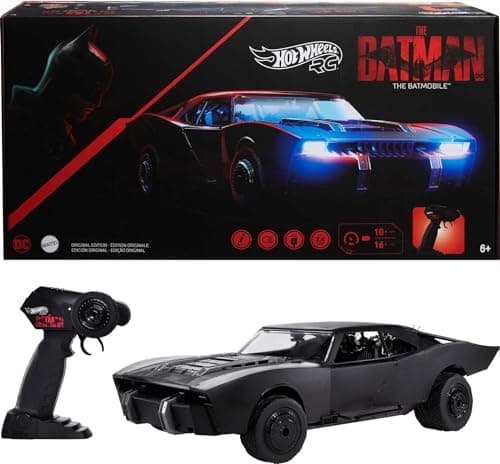 Hot Wheels The Batman Batmobile Radio Controlled 1/10 Scale Remote Control Vehicle with USB Rechargeable Remote Control Child Toy HCD19 - Image 2