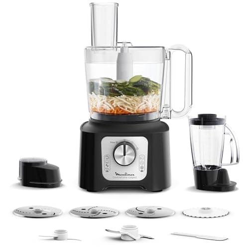Moulinex Double Force Compact Multifunctional Kitchen Processor, 3 L, 800 W, 2 Speeds + Pulse, 9 Accessories, Blender, Chopper, Graters, Black FP546811 - Image 3