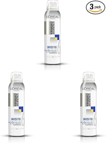L'Oréal L'ORÉAL PARIS Studio Line Invisi'FX Micro-Ventilated Styling Spray - Soft and Natural Results - 24 Hour Hold - No Residues - All Hair Types - Studio Line Invisi'FX - 150 ml (Pack of 3)