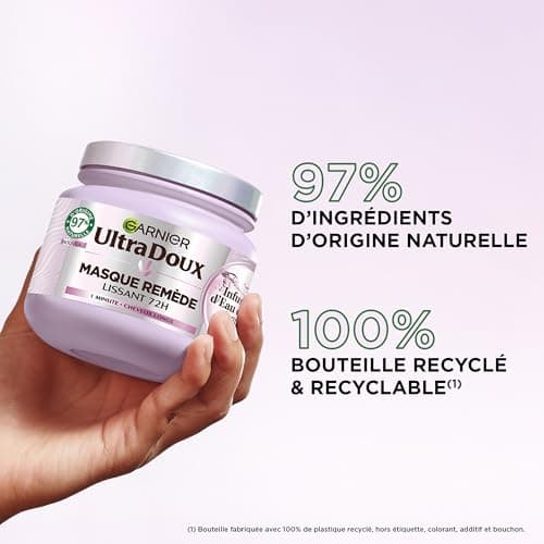 Garnier Ultra Doux - Masque Lissant Douceur & Brillance à l'Infusion d'Eau de Riz - Cheveux Rebelles et Indisciplinés - 340 ml - Image 5