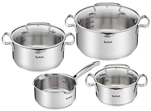 Tefal Duetto 7 Piece Set - 3 Saucepans 16/20/24 cm, 1 Saucepan 16 cm, 3 Stainless Steel Lids, 3 Glass Lids, Measurement Marks, All Kinds of Kitchens, Oven and Oven Safe - Image 2