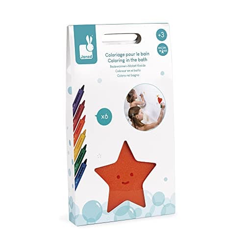 Janod - Fun Bath Colouring Set - Creative Bath Toy - 6 Pencils and 1 Sponge - Early Learning Toy - For Drawing & Writing - From 3 Years Old, J04725 - Image 8