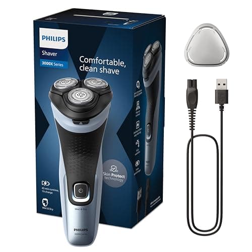 Philips Electric Shaver Series 3000x - rasoir électrique Wet & Dry pour hommes, couleur Bleu céleste, technologie SkinProtect, tondeuse rétractable, rasoir ergonomique pour hommes (modèle X3053/00) - Image 2