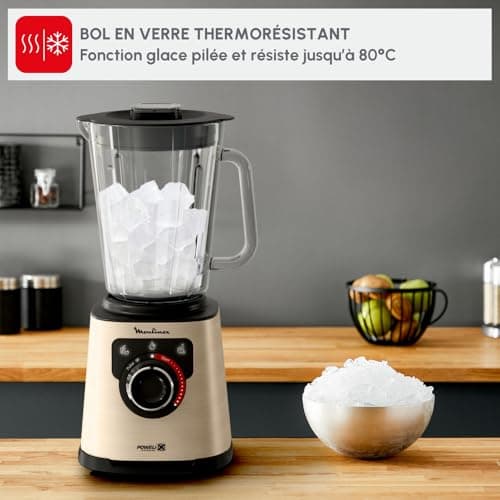 Moulinex Blender électrique, 1200 W, Bol verre capacité utile 1,5 L, Mixeur Smoothie, Technologie de lames Powelix, Haute qualité, Nettoyage facile, PerfectMix Noir/Or LM871A10 - Image 10