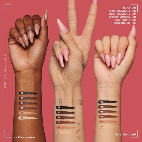 NYX Professional Makeup Eyeliner Liquide à Pointe Feutre Epic Ink Liner, Waterproof, Formule Vegan, Teinte : Milk Chocolate - Image 4