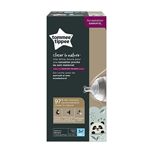 Tommee Tippee Closer to Nature Slow Flow Teat Bottle with Anti-Colic Valve, Mimics Breast Shape, 340ml, Pack of 1, Assorted Colours - Image 5