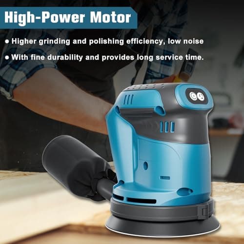 Cordless Random Orbital Sander Compatible with Makita 18V Battery, Cordless Electric Sander for Woodworking, Metalworking, Paint Stripping, Drill Removal - Image 4