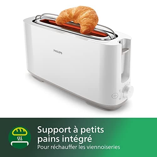 Philips Toaster - Large Slot, 8 Settings, Pastry Warmer, Defrosting, Cold Walls, Elevation, Automatic Shutdown, White (HD2590/00) - Image 5