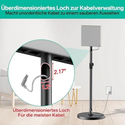 Pair of Speaker Stands for Sony Bravia Theatre Quad HT-A9M2, Height Adjustable, Cable Management (Stand Only) - Image 5