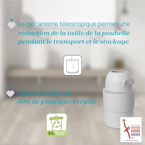Chicco Telescopic Nappy Bin, Compact Odour Proof, Nappy Disposal, Foldable and Space-Saving Bin, No Need for Refills, Uses Normal Bin Liners, Grey - Image 7