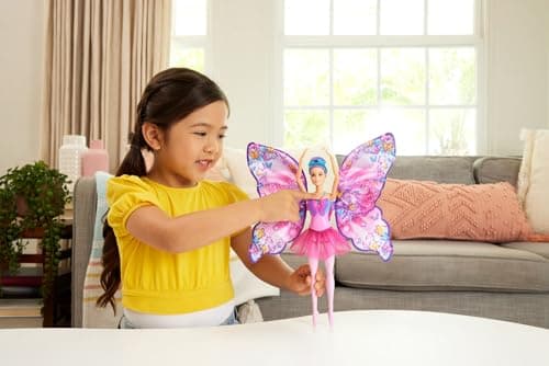 Barbie From Dancer to Butterfly Transformation Doll 2 in 1 with Open Wings Purple Hair Headband and Removable Tutu HXJ10 - Image 3