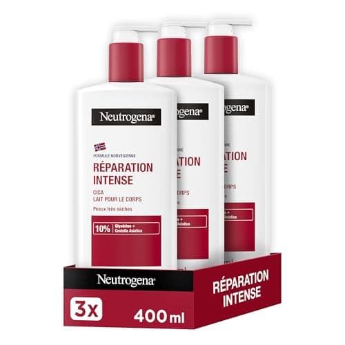 Neutrogena – Cica Intense Repair Body Lotion (3 x 400 ml pump bottles) – Non-greasy body lotion for very dry skin – Moisturizing milk with glycerine and centella asiatica - Image 3