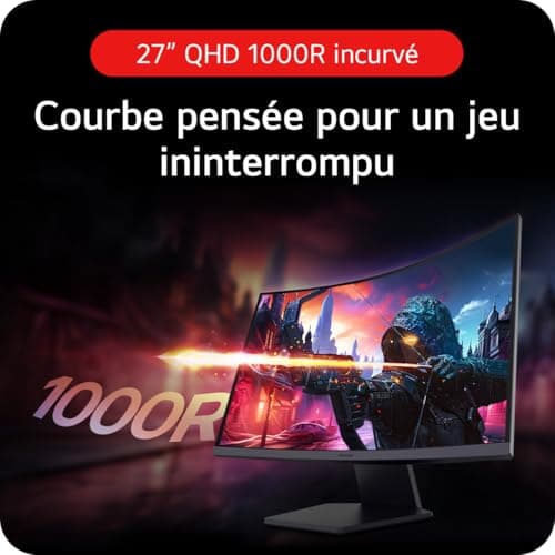 LG Ultragear™ 27GS60QC-B.AEU Ecran PC Gaming 27" - Dalle VA résolution QHD (2560x1440), 1ms 180Hz, HDR 10, sRGB99% (CIE1931), AMD FreeSync, inclinable, réglable en Hauteur - Image 7