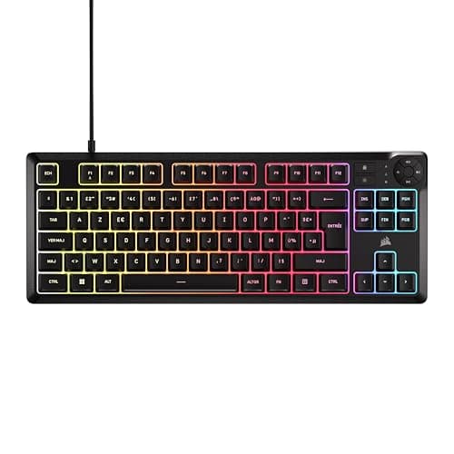 Corsair K55 Core TKL RGB Gaming Keyboard - Tenkeyless, 8 RGB Zones, Silent Membrane Keys, Splash Resistant, Multimedia Keys, 1000Hz - FR Layout - Black - Image 2