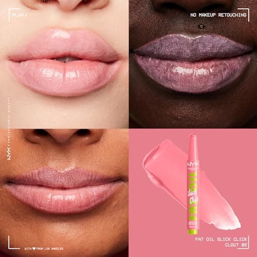 NYX Professional Makeup Lip Balm Tinted Lip Balm, Moisturizing Oils, Long Lasting Hydration, Light Formula, Vegan, Fat Oil Slick Click, Shade : Clout - Image 3