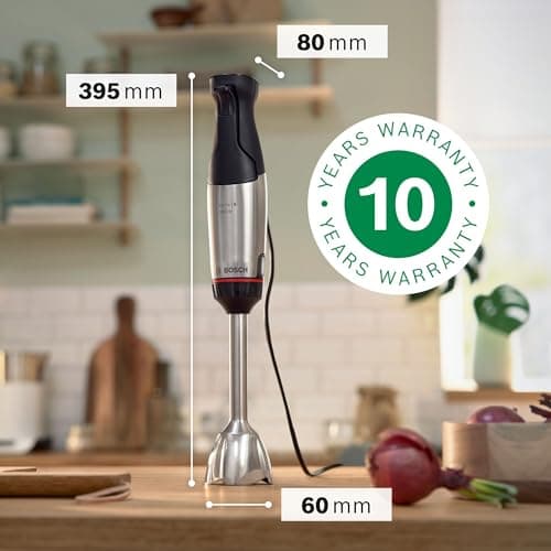 Bosch, mixeur plongeant, ErgoMaster Série 6, moteur 1000 watts refroidi par air, variateur de vitesse extra large, système de mixage QuattroBlade System Pro, accessoires inclus, MSM6M673 - Image 5