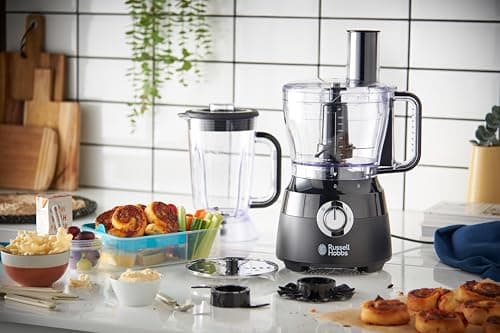 Russell Hobbs Food Processor [Multifunctional: Chopper, Mixed, Grind, Slice, Grater, Knead, Bat] Matte Black (2 Speeds+Pulse Function, 2.5 L BPA-Free Bowl, 7 Washable Dishwasher Accessories, 600W) - Image 3