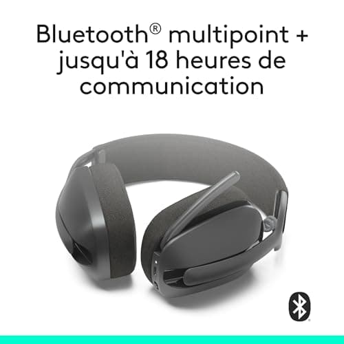 Logitech Zone Vibe 100 Lightweight Wireless Headphones with Noise Cancelling Mic - Advanced Multipoint Bluetooth Earbuds, Works with Teams, Google Meet, Zoom, Mac/PC - Grey - Image 7