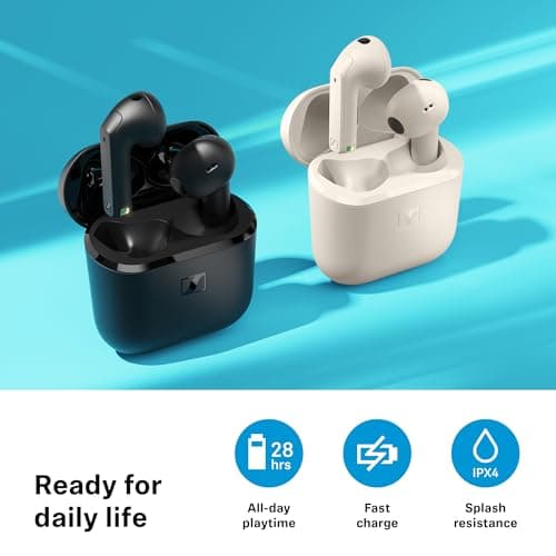 Sennheiser ACCENTUM Open Wireless Earbuds – Wireless Bluetooth Earbuds, Sport Open Ear, Dynamic Sound, Bluetooth 5.3, IPX4, 28 Hours Battery Life, USB-C Charging Box, Cream - Image 8