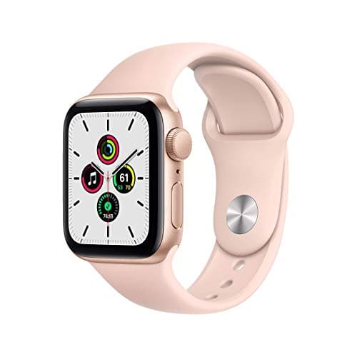 Apple Watch SE 2020 (GPS, 40MM) Gold Aluminum Case with Grapefruit Sport Strap (Refurbished) - Image 2
