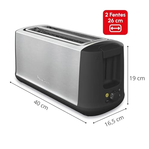 Moulinex Toaster 2 long slots, variable width, 7 browning levels, Stop function, Eco mode, Defrost, Reheat, Crumb tray, Subito Select Inox, LS342D10 - Image 3
