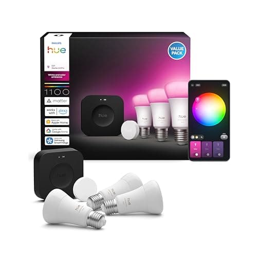 Philips Hue Starter Kit: Bridge Pro + Smart Button + 3 Smart Bulb A60 E27, White and Color Ambiance, Smart Lighting Compatible with Apple Home, Alexa, Google Assistant, Samsung SmartThings - Image 2