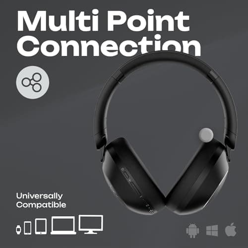 PowerLocus Casque Bluetooth sans Fil, 70 Heures Autonomie, Casque Audio avec 4 EQ Modes, Stéréo Hi-FI, Oreillettes Douces, avec Microphone, Connexion multipoint pour iPhone/Voyage/Ordinateur Portable - Image 6