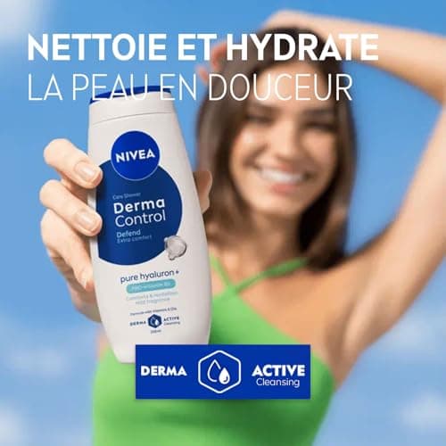 NIVEA - Gel Douche Corps Derma Control Defend - Sensation De Confort & Revitalisant - Enrichi En Acide Hyaluronique Pur & Pro-Vitamine B5 - Senteur Douce - pH Neutre - Tous Types De Peaux - 250 ml - Image 5
