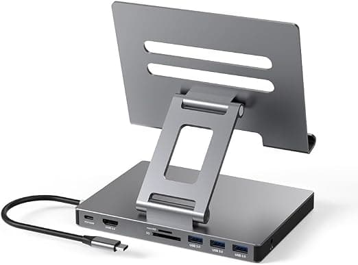 USB C Hub Stand for iPad Pro M4 M2 M1 13 12 iPad Air Foldable Docking Station with HDMI 4K 60Hz, Charge PD, SD/TF Card Reader, 3 USB 3.0, 3.5mm Audio, Station Accessories (ST801) - Image 1