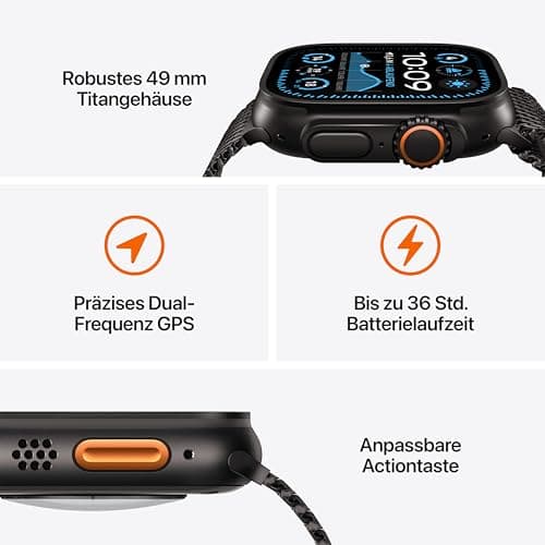 Apple Watch Ultra 2 [GPS + Celular, 49mm] Titanium Case with Black Ocean Strap, One Size (Refurbished) - Image 5