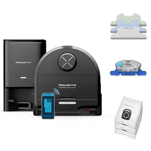 Rowenta X-Plorer Series 220+ Animal Robot Vacuum Cleaner, Extra Large Brush, Vibrating Mop XL, 5600 Pa, Laser Navigation RR9495WH, Black - Image 2