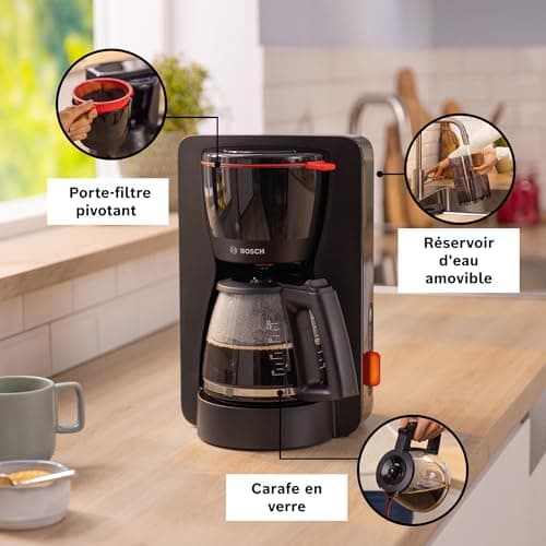 Bosch, Filter Coffee Maker, MyMoment, Removable Water Tank, Glass Jug, Automatic Shut-off, AromaPlus, Anti-Drip Function, Keep Warm, Easy Descaling, Black, TKA3M133 - Image 4