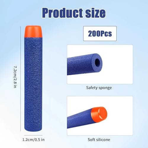 Balle Nerf, 200PCS Munition Nerf, Mousse Recharge De Fléchettes, 7.2cm MunitionNerf pour NerfN-Strike Elite Series Blasters Kid Toy Gun - Image 3
