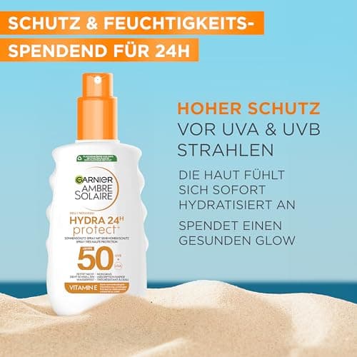 Garnier Ambre Solaire Hydra Protect+ 24h SPF 50 UVA and UVB Sun Protection Spray with Vitamin E 150ml - Image 4
