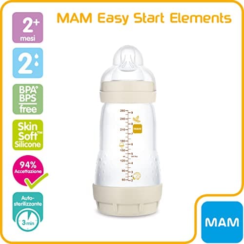 Mam Easy Start Self-Sterilising Anti-Colic Bottle with 2 Flow Teat, 260 ml, Beige - Image 4