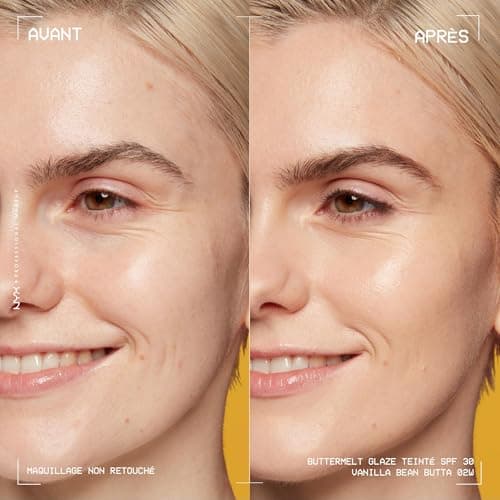 NYX Professional Makeup - Fond de Teint Hydratant SPF30 - Tenue Longue Durée Jusqu'à 12h - 93% d'Ingrédients Soin - Formule Vegan - Buttermelt Glaze Tint - Teinte : Vanilla Bean Butta - 30ml - Image 4